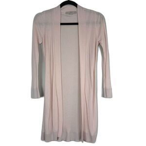 LOFT Cardigan XXSP Petite Pink Ribbed Open Front Long Lightweight Sweater